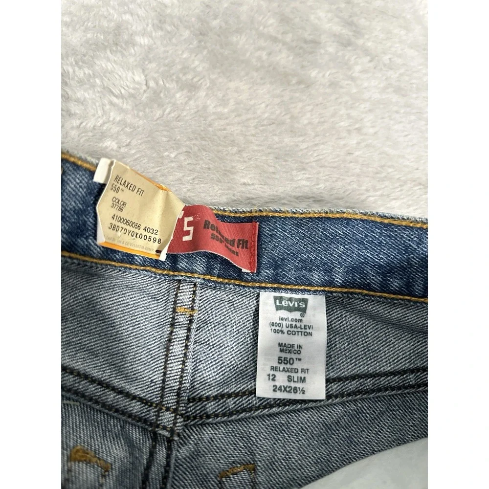 NWT Boy's Levi's 550 12 Slim Relaxed Fit Blue Denim Jeans Pockets Cotton 24x26.5